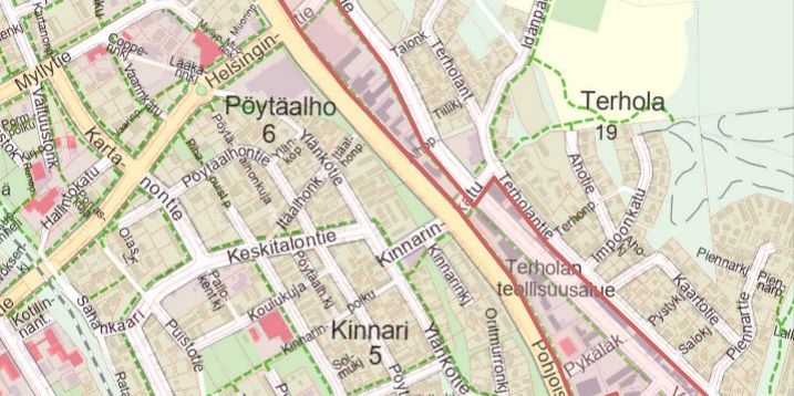 Terholan yritysalueen kartta