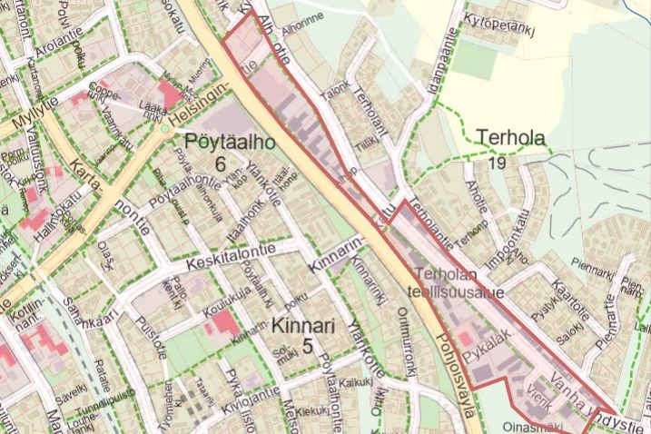 Terholan yritysalueen kartta