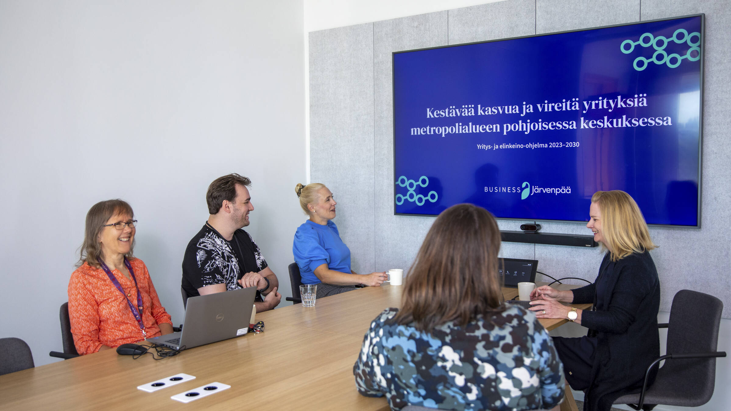 Snapshot of the meeting, showing five people at the meeting