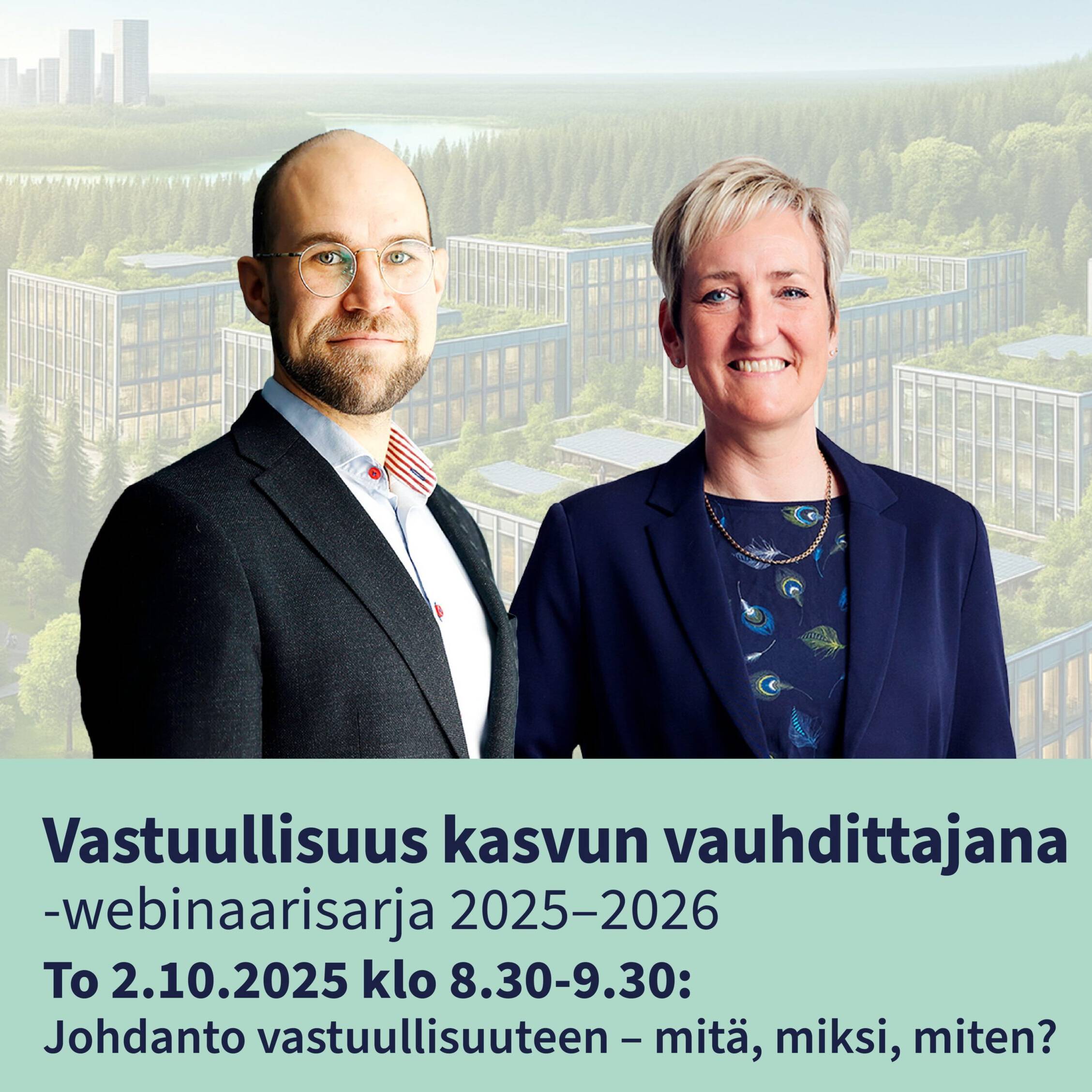 Jussi Hakanen ja Heidi Ryhänen, vastuullisuuswebinaari