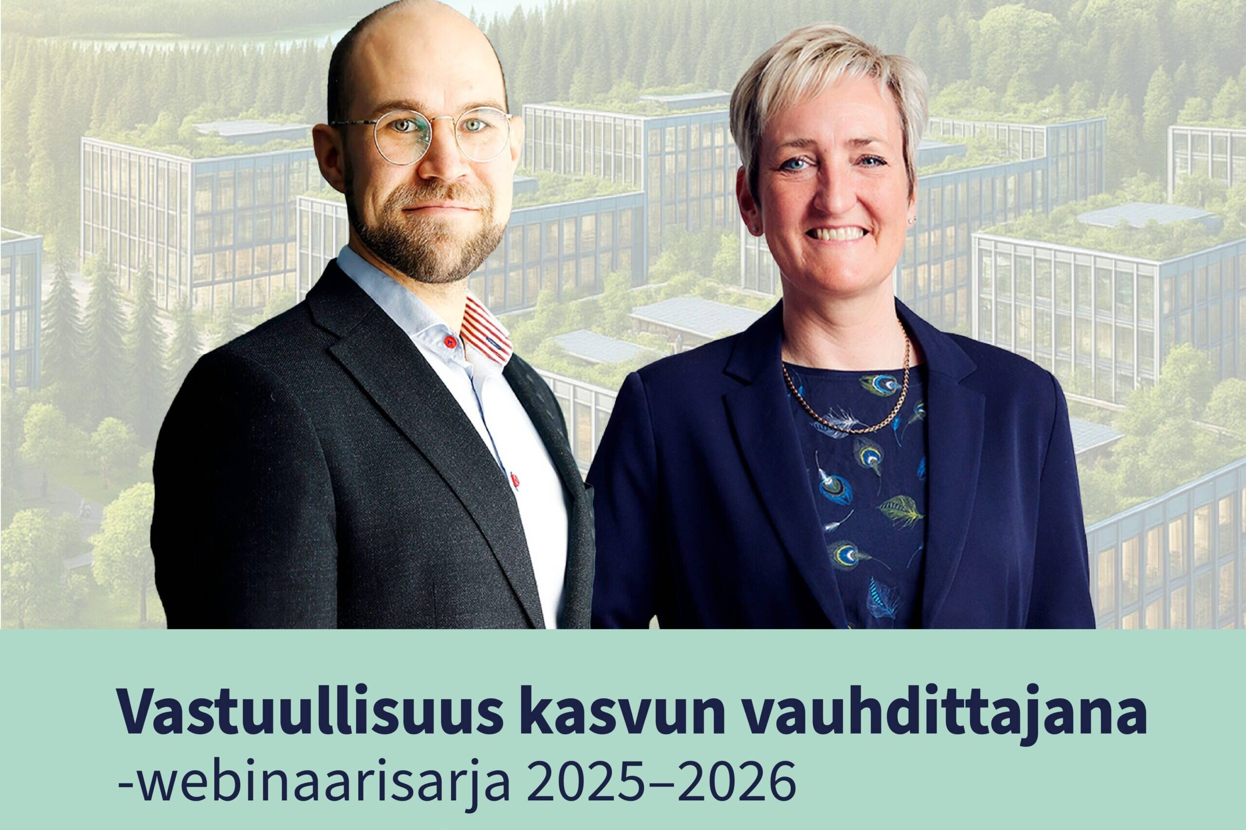 Jussi Hakanen ja Heidi Ryhänen, vastuullisuuswebinaari