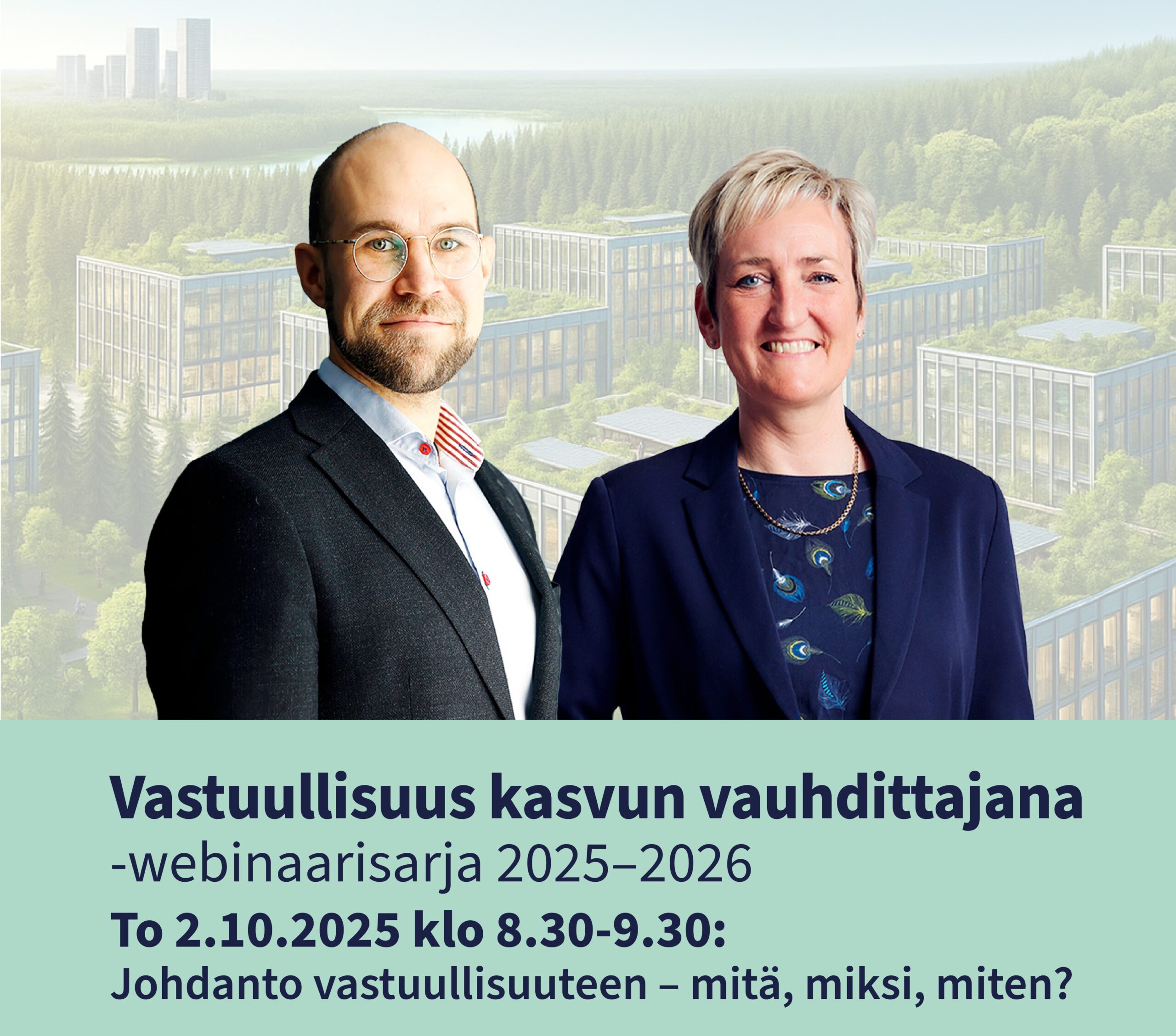 Jussi Hakanen ja Heidi Ryhänen, vastuullisuuswebinaari