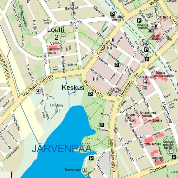 Karttakuva Järvenpäästä, keskustan alue