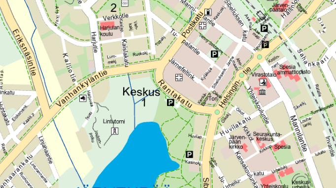 Karttakuva Järvenpäästä, keskustan alue